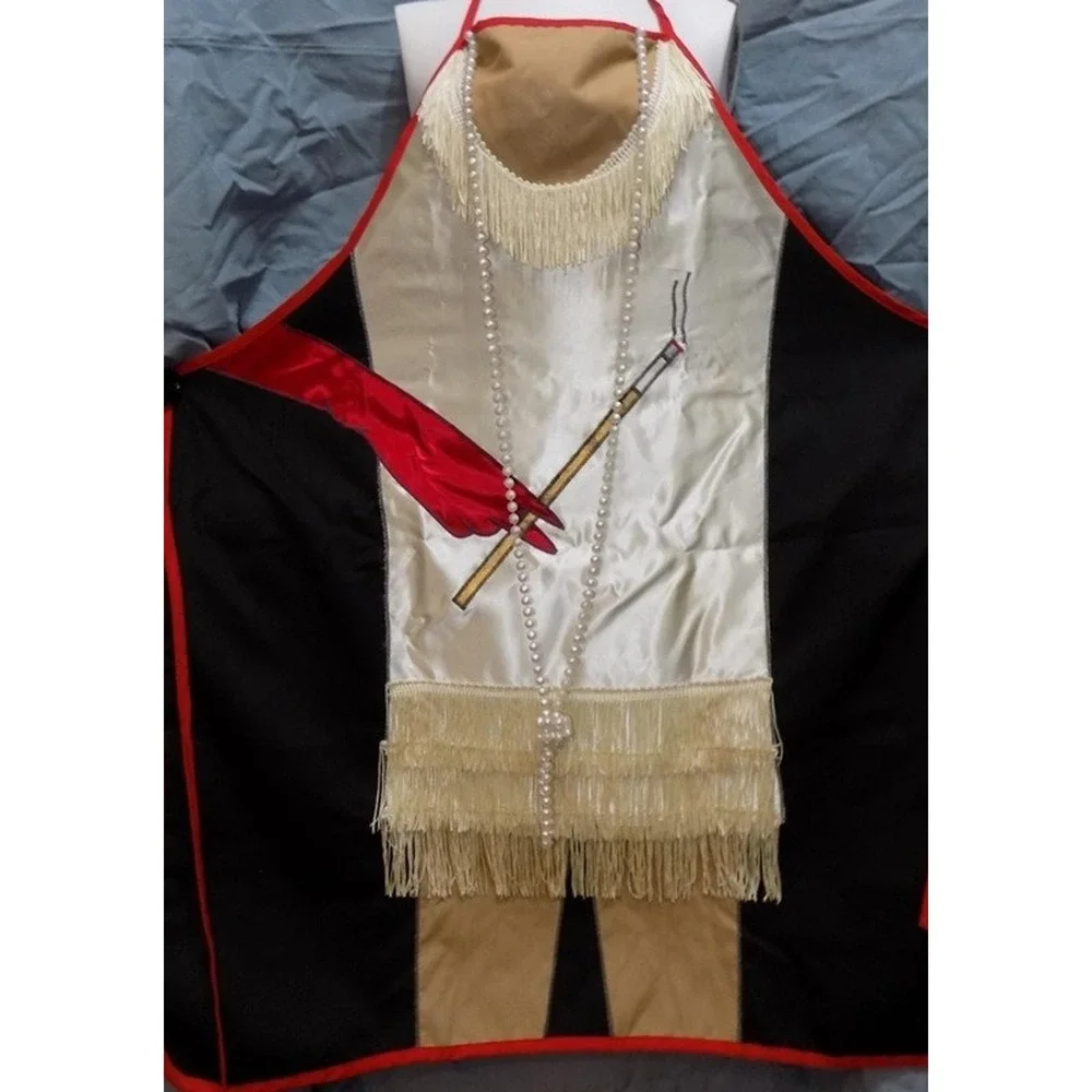 Flapper Dress Cocktail Apron w/ Pearls & Cigarette Gloved Hand Costume Vtg 60's